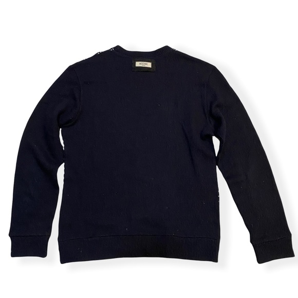 Moschino Jeans Wool Crewneck Knit Sweater Dots Dark Blue Womens Large - Picture 2 of 12